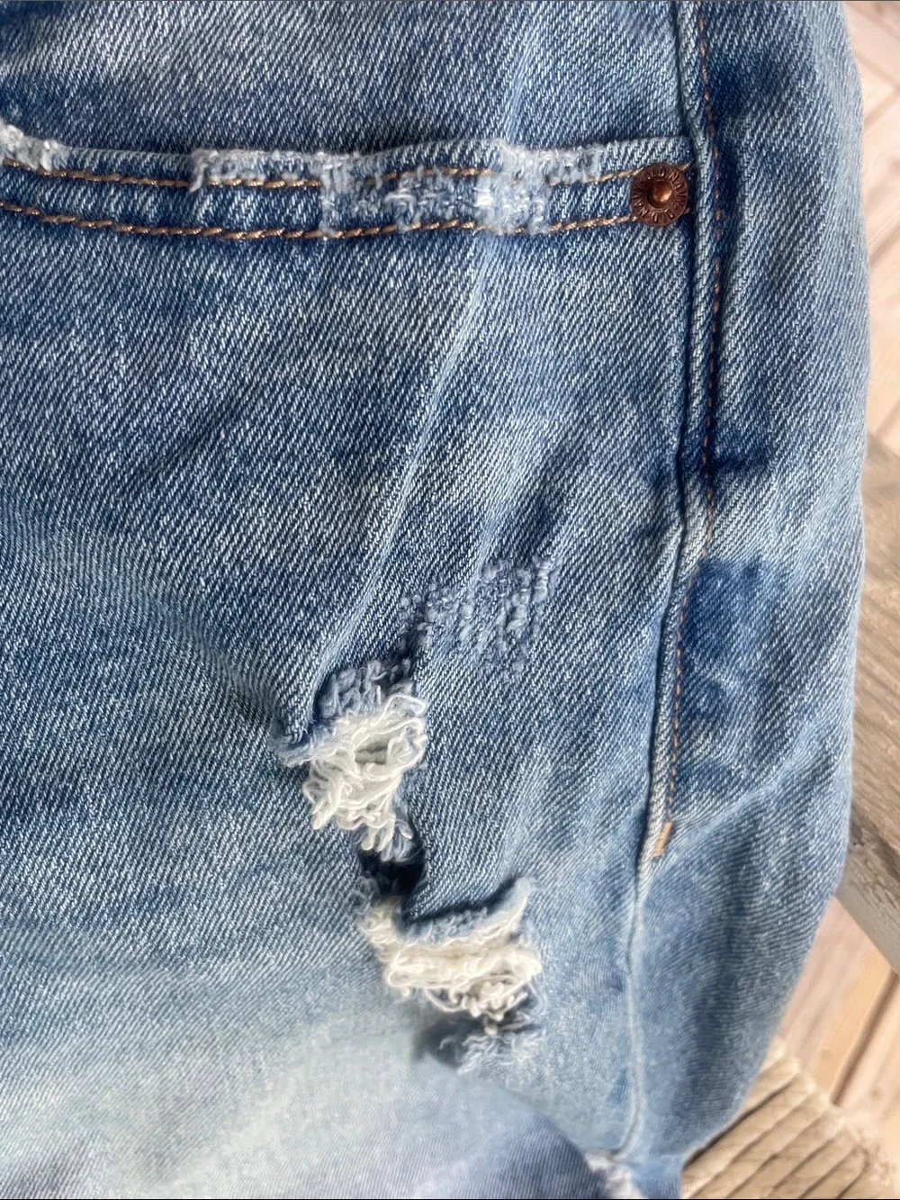 Old Navy Blue Distressed High-Rise Denim Cutoff Shorts - Picture 4 of 6